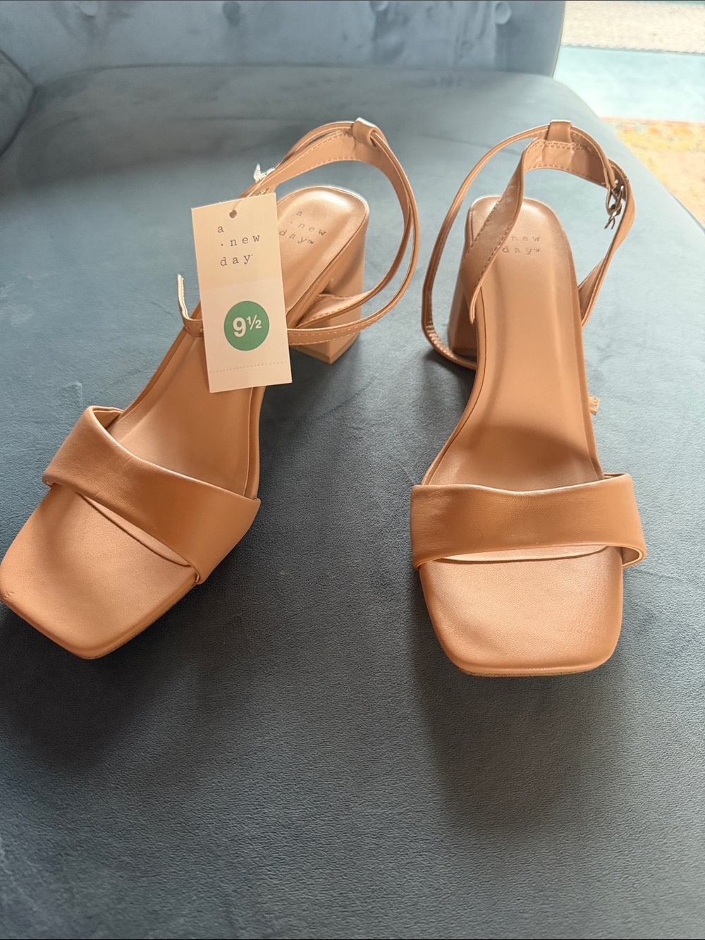 a new day Tan Strappy Block Heel Sandals